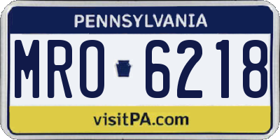 PA license plate MRO6218