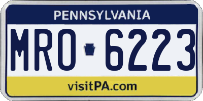 PA license plate MRO6223