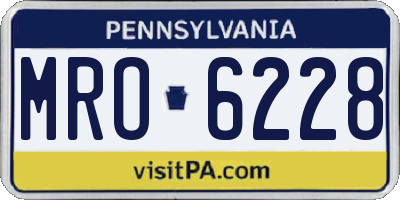 PA license plate MRO6228