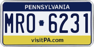 PA license plate MRO6231