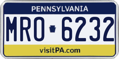 PA license plate MRO6232