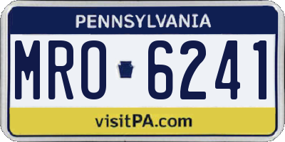 PA license plate MRO6241