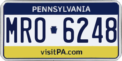 PA license plate MRO6248
