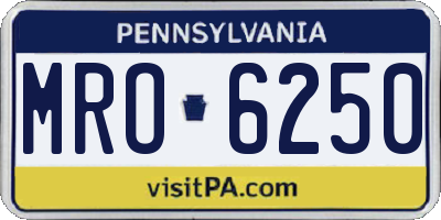 PA license plate MRO6250