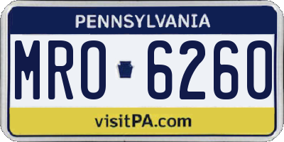 PA license plate MRO6260