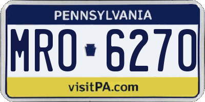 PA license plate MRO6270