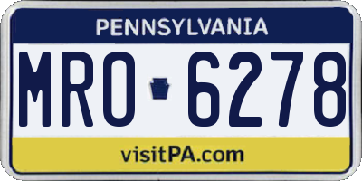 PA license plate MRO6278