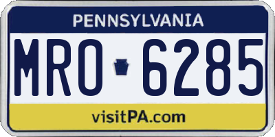 PA license plate MRO6285