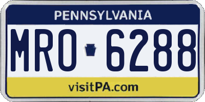 PA license plate MRO6288