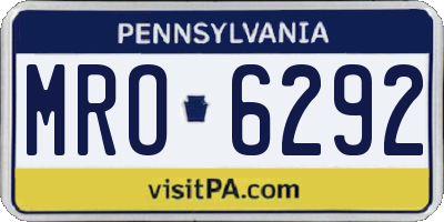 PA license plate MRO6292