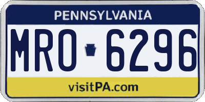 PA license plate MRO6296