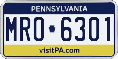 PA license plate MRO6301