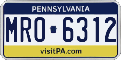 PA license plate MRO6312