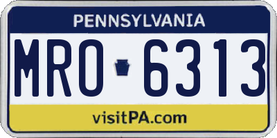PA license plate MRO6313
