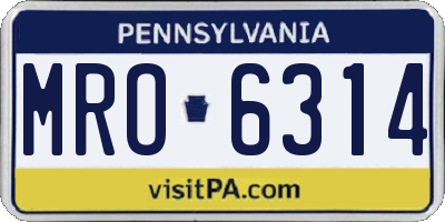 PA license plate MRO6314