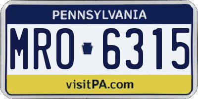 PA license plate MRO6315