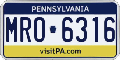 PA license plate MRO6316
