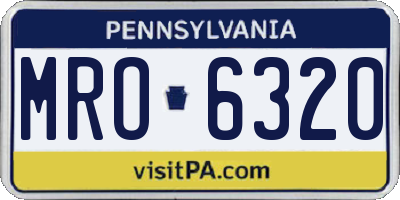 PA license plate MRO6320