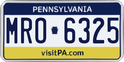 PA license plate MRO6325
