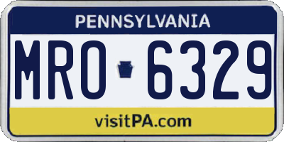 PA license plate MRO6329