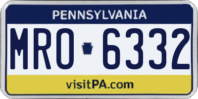 PA license plate MRO6332