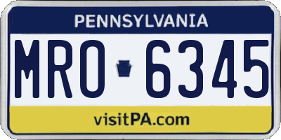 PA license plate MRO6345
