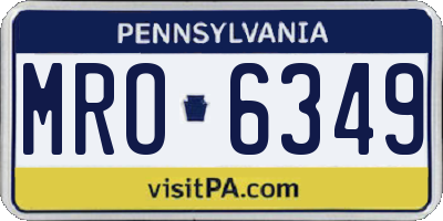 PA license plate MRO6349