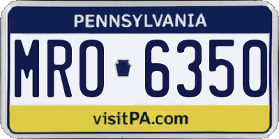 PA license plate MRO6350
