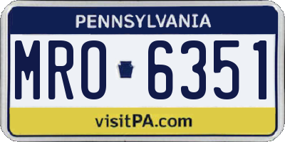 PA license plate MRO6351