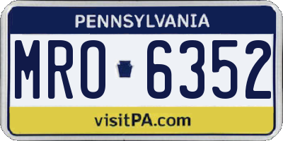 PA license plate MRO6352