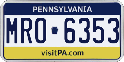 PA license plate MRO6353