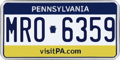 PA license plate MRO6359