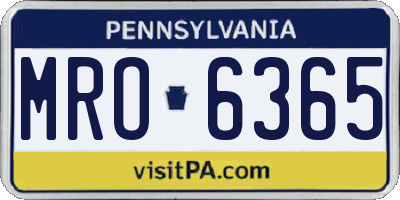 PA license plate MRO6365
