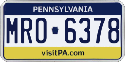 PA license plate MRO6378