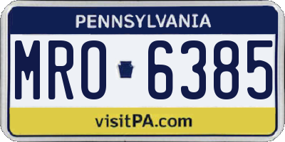 PA license plate MRO6385