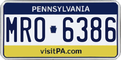 PA license plate MRO6386