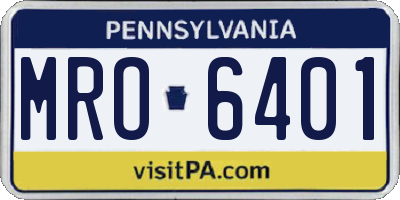 PA license plate MRO6401