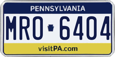 PA license plate MRO6404