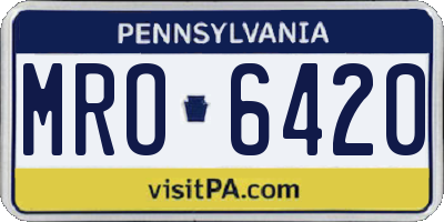 PA license plate MRO6420