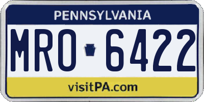 PA license plate MRO6422