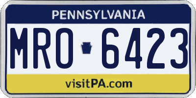 PA license plate MRO6423