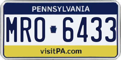 PA license plate MRO6433