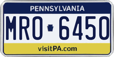 PA license plate MRO6450