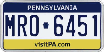 PA license plate MRO6451