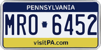 PA license plate MRO6452