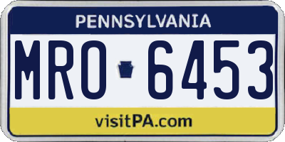 PA license plate MRO6453