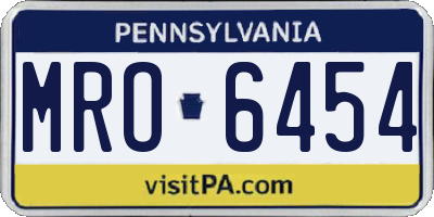 PA license plate MRO6454