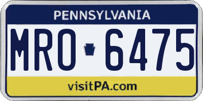 PA license plate MRO6475