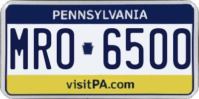 PA license plate MRO6500