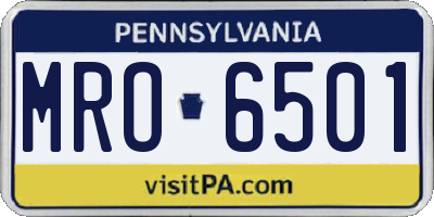 PA license plate MRO6501